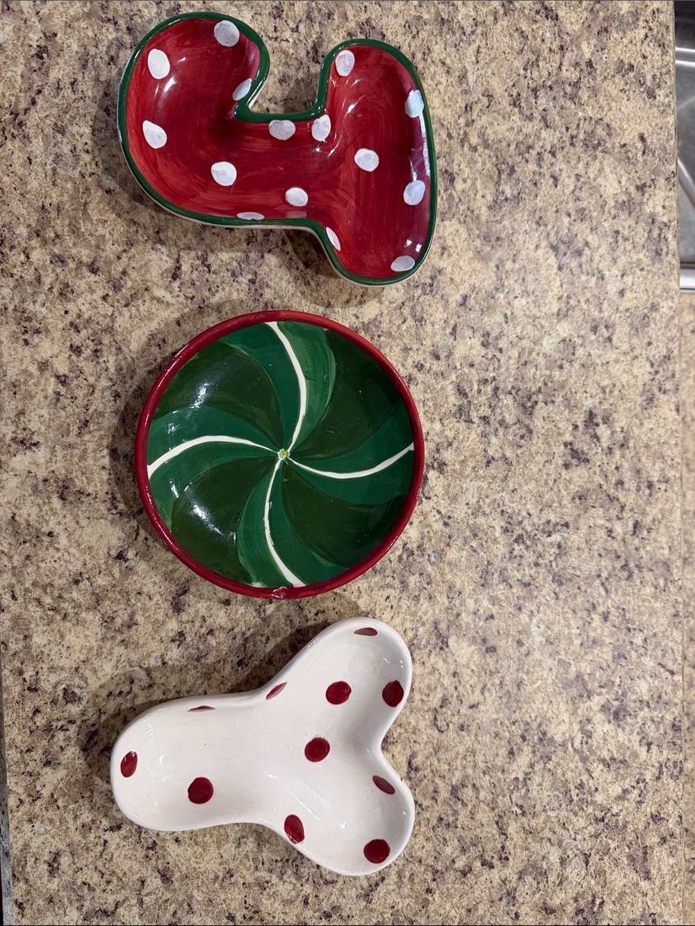 Holiday Polka Dot & Swirl Ceramic Serving Dishes - Red, Green, White